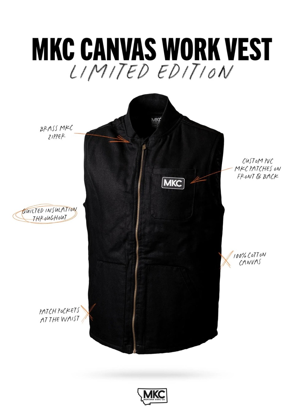 MKC mountain knife company canvas vest XL